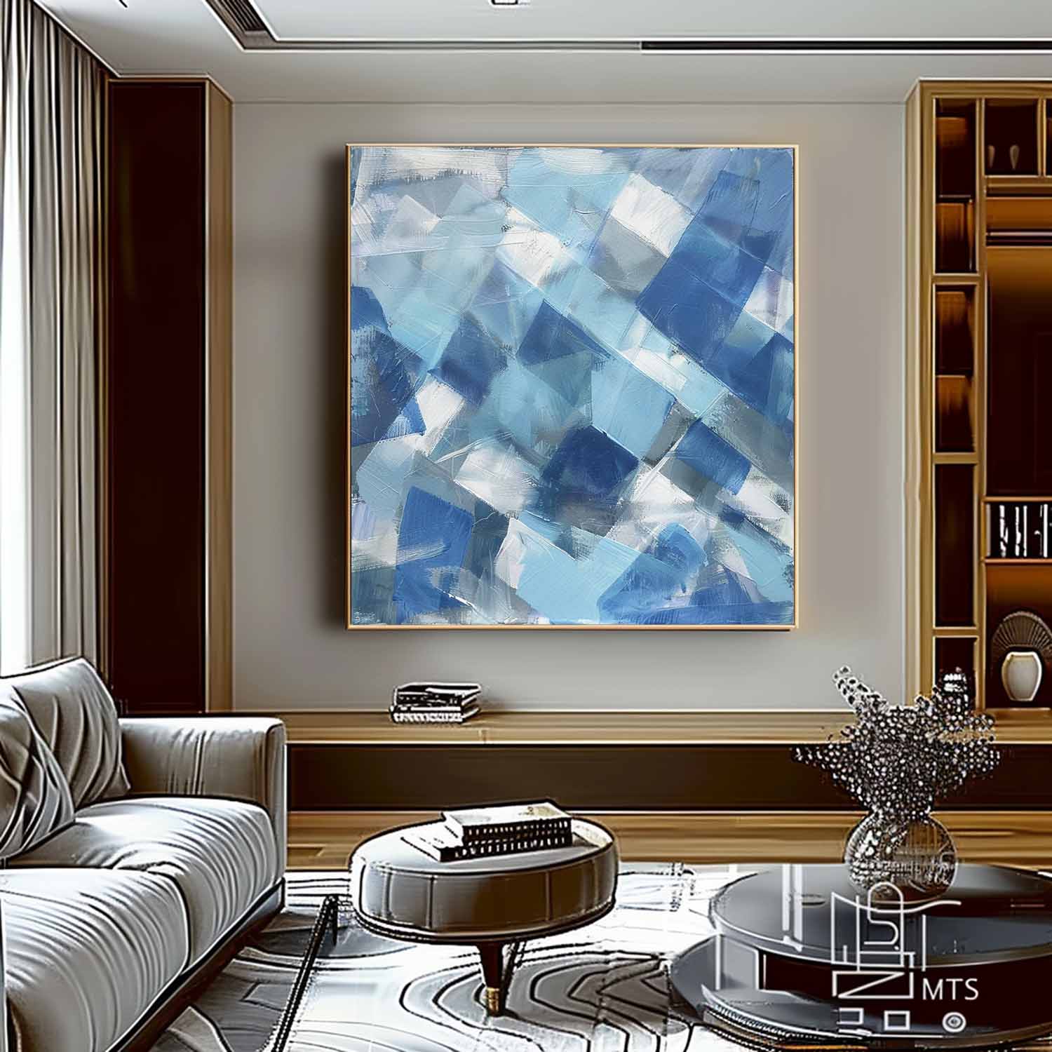 Light Blue and White Abstract Art Light Blue and White Paintings Blue Abstract Canvas Wall Art Decor