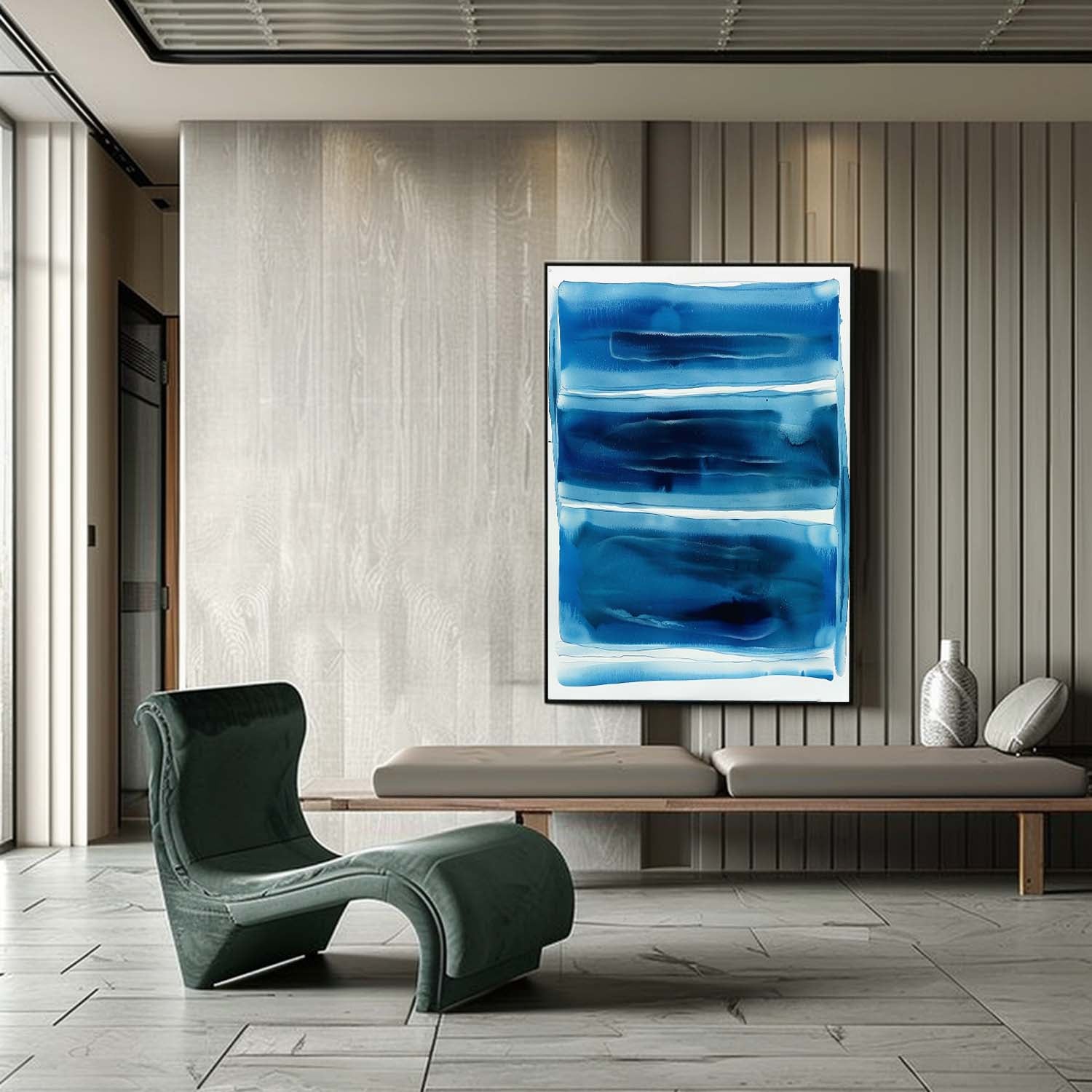 Large White and Light Blue Abstract Art Contemporary White and Light Blue Abstract Canvas Wall Art Decor