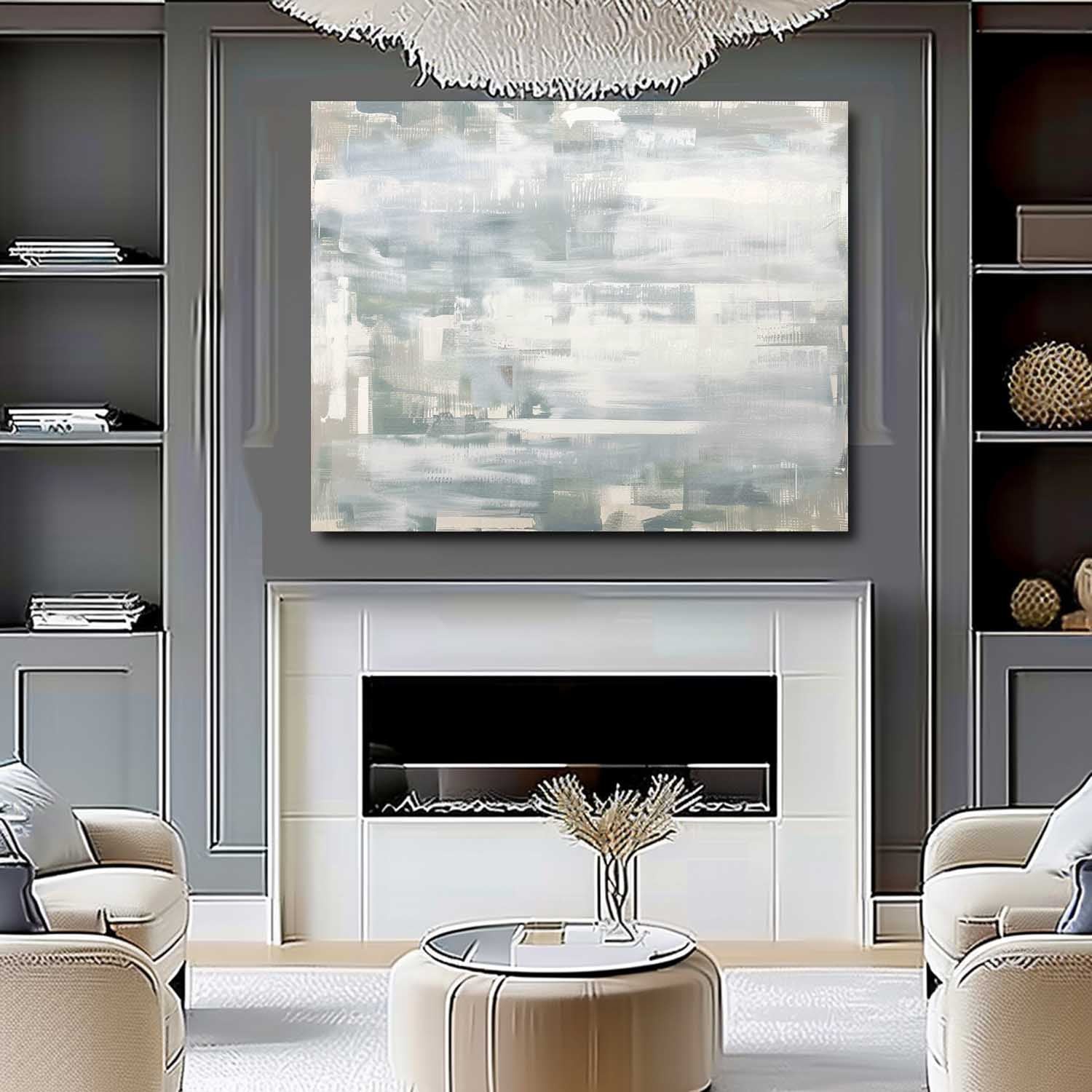 80*60 Gray Abstract Art Canvas Large Gray Abstract Canvas Wall Art Decor Gray Abstract Oil Painting