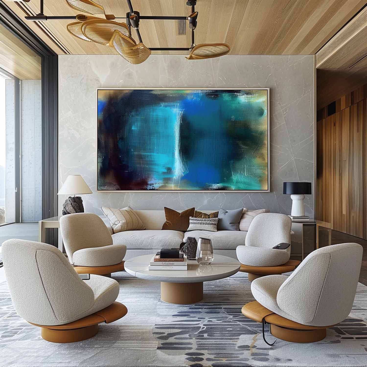 Large Blue Abstract Art Modern Blue Abstract Canvas Wall Decor Painting Blue Oil Paintings