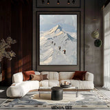 Mountaineer Canvas Wall Art Snow Mountain Landscape Oil Painting Snow Mountain Plaster Texture Painting