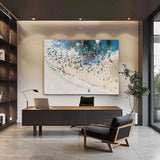 Abstract Beach Wall Art Blue and Beige Abstract Art on Canvas Blue and Beige Abstract Landscape Oil Painting