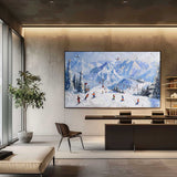 3D Snow Mountain Ski Resort Texture Painting Snow Mountain Ski Resort Texture Canvas Wall Art Decoration Hanging Painting