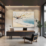 Large Beige Abstract Landscape Art for Sale Coast Abstract Oil Painting Seaside Abstract Canvas Wall Art