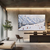 Large 3D Snow Mountain Ski Resort Skier Texture Painting Snow Mountain Ski Resort Skier Canvas Wall Art Decor Hanging Painting