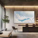 Large Glacial Lake Texture Painting Glacial Lake Canvas Wall Art Plaster Canvas Art for Sale