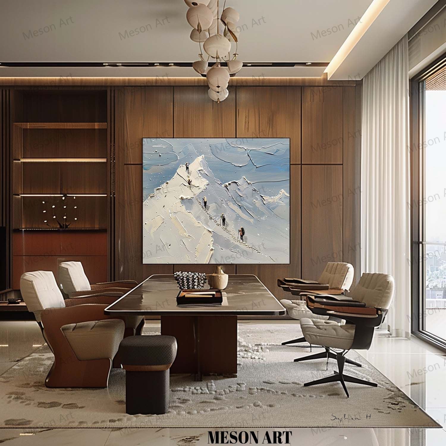 Snow Mountain Climber Art Mountain Climber Plaster Texture Painting Snow Mountain Canvas Wall Art Decor