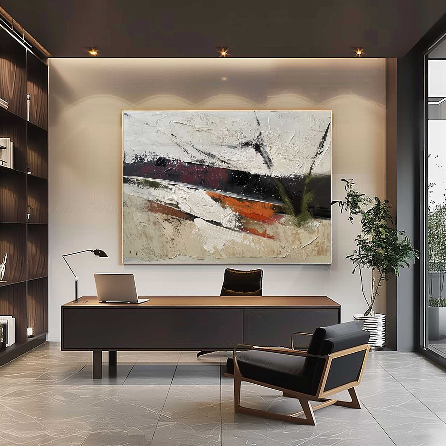 Large Neutral 3D Minimalist Canvas Wall Decor Painting Neutral Abstract Art for Sale Wabi-Sabi Art