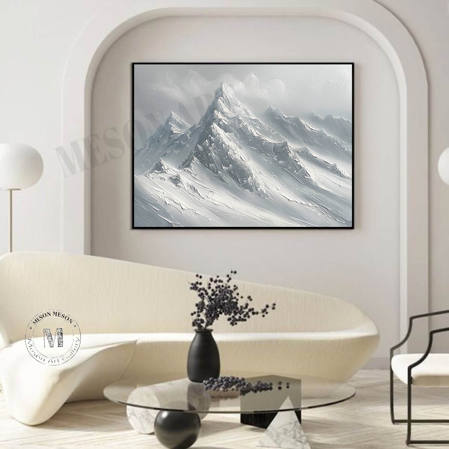 Silver and Grey Snow Mountain Canvas Art Silver and Grey Canvas Wall Art Decorative Painting