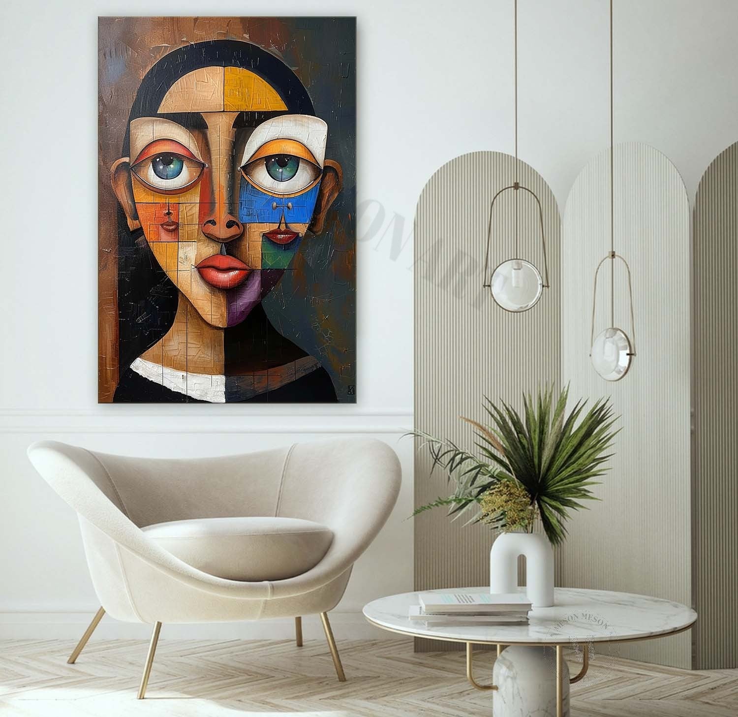 Modern Lady Portrait Abstract Canvas Art Female Portrait Painting Female Pop Abstract Art for Sale