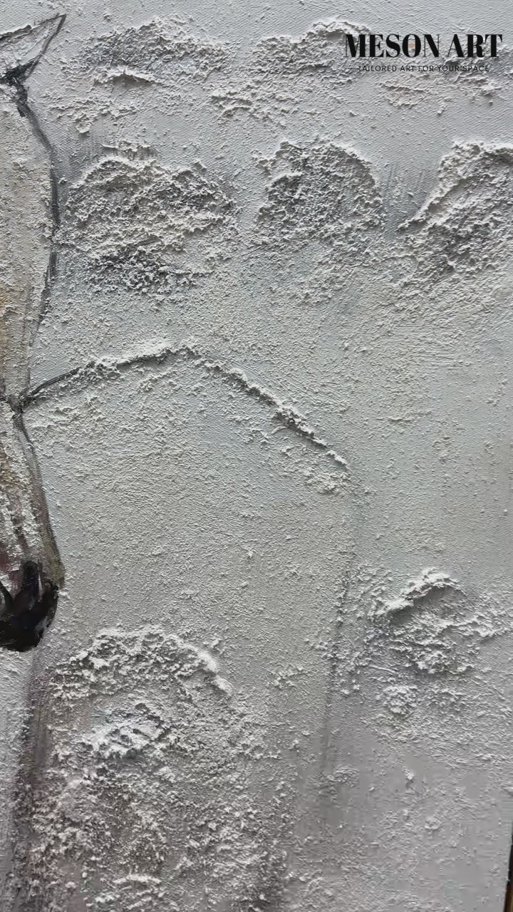 White Horse Oil Painting Textured Horse Canvas Wabi Sabi Wall Art Contemporary Horse Home Decor