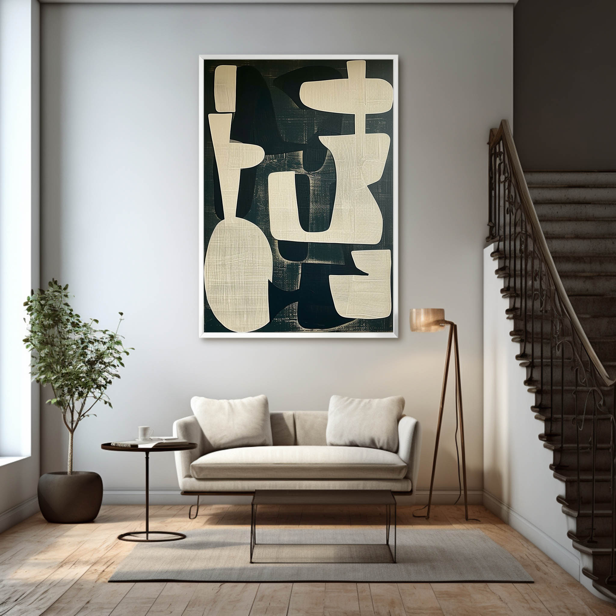 Black And Beige Minimalist Wall Art Black And Beige Abstract Texture Painting Wabi Sabi Canvas Art