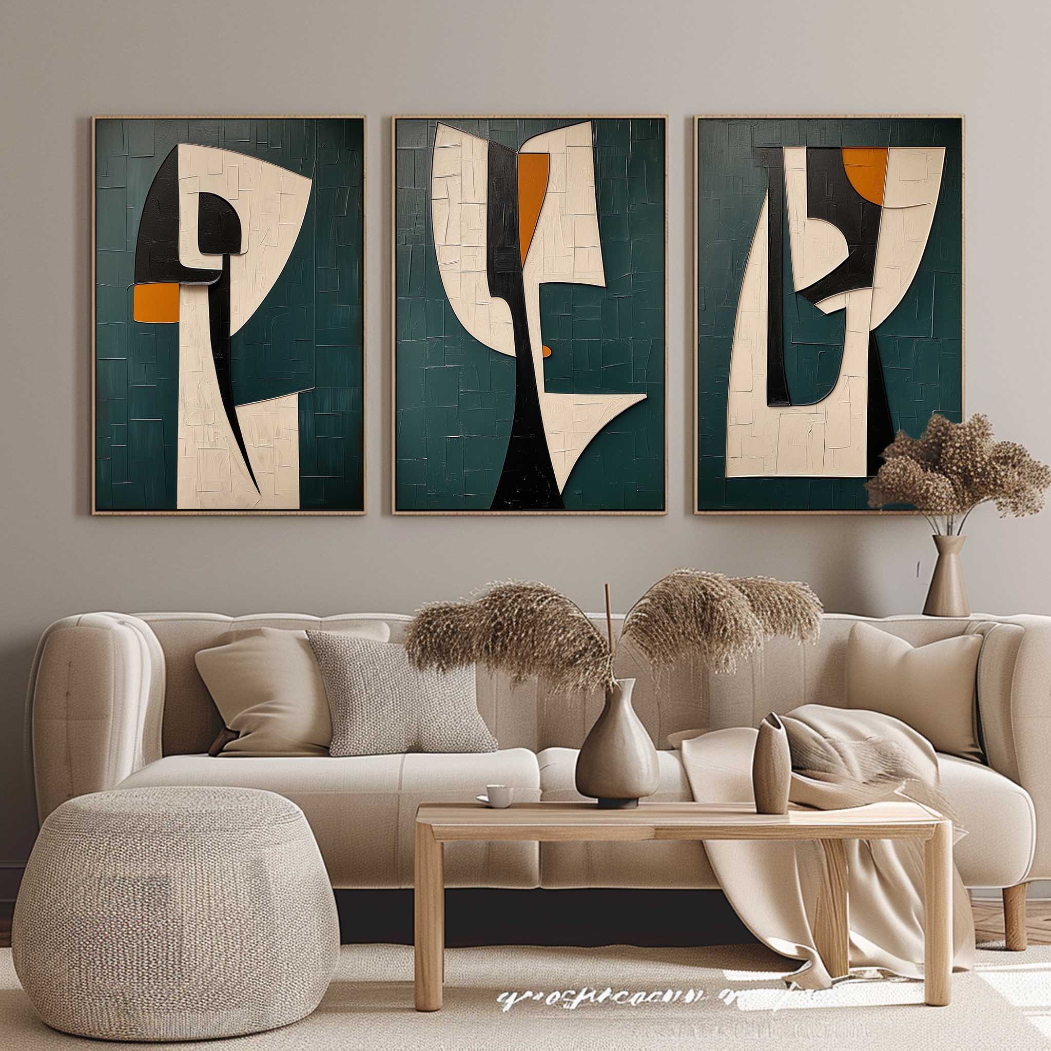 Green Contemporary Minimalist Wall Art 3 Piece Set Green Texture Paintings Green Abstract Canvas Art