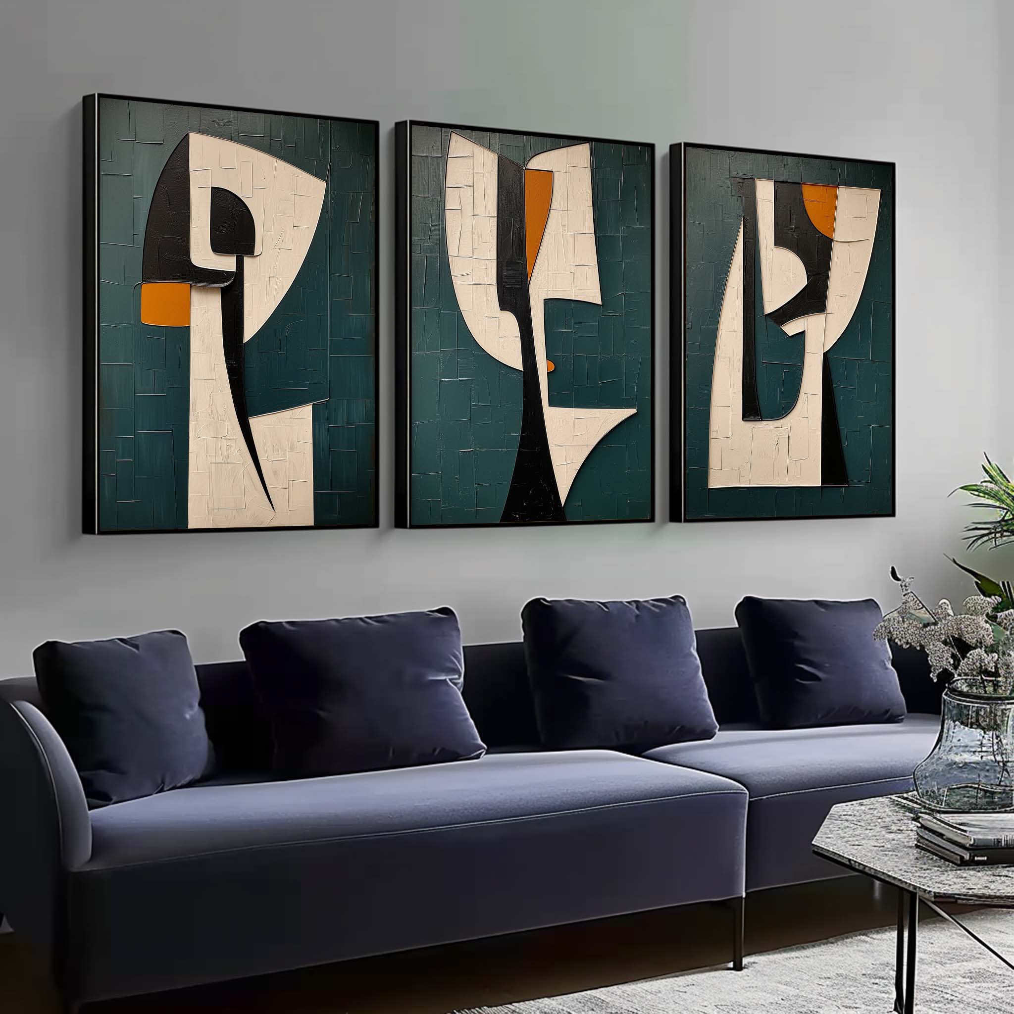 Green Contemporary Minimalist Wall Art 3 Piece Set Green Texture Paintings Green Abstract Canvas Art