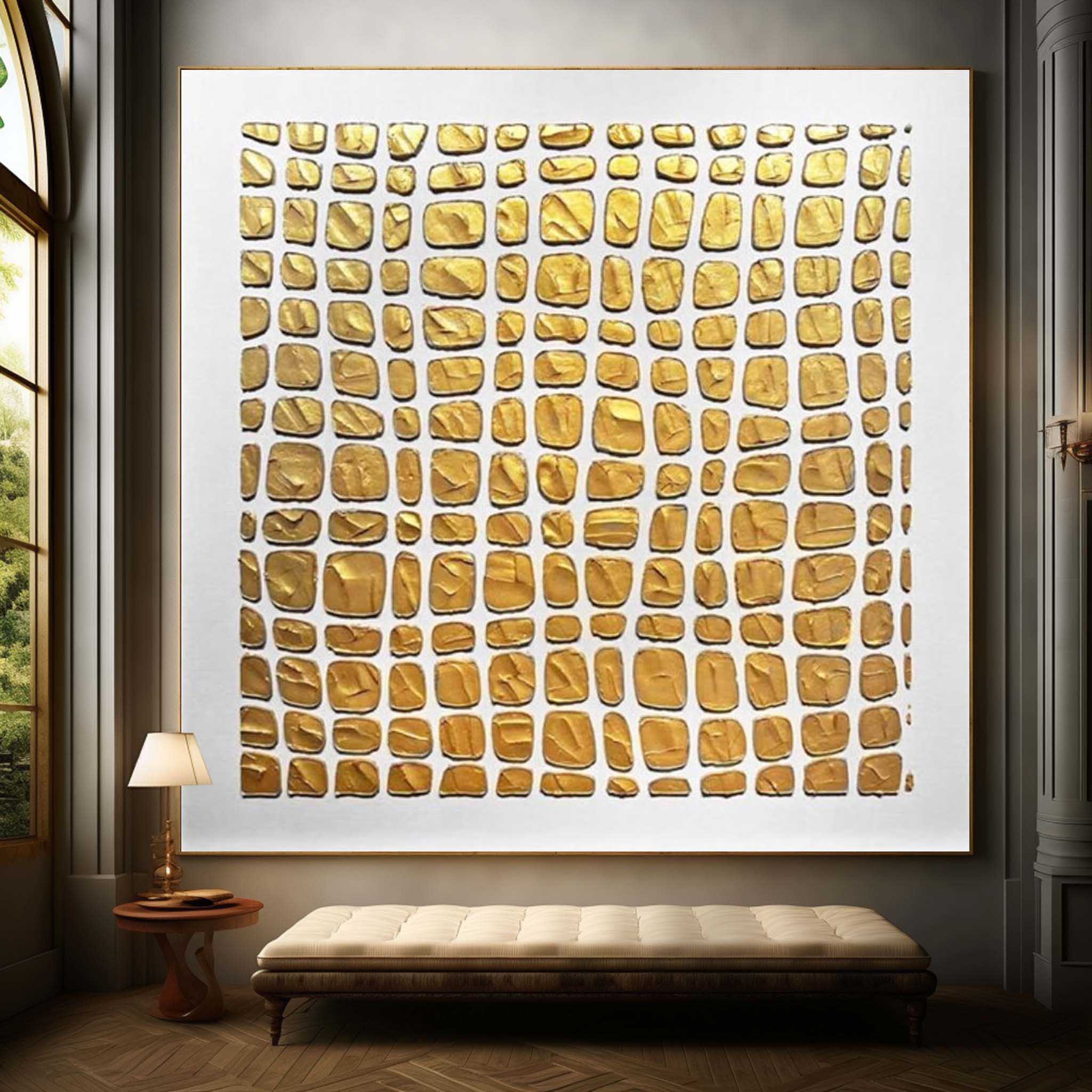 Large Gold 3D Texture Painting Gold Minimalist Wall Art Gold Abstract Canvas Art Gold Oil Painting