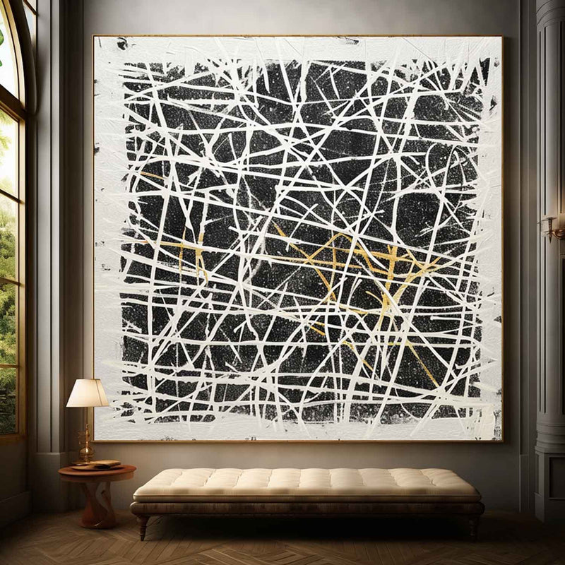 Black and White Modern Minimalist Wall Painting for Sale Black and White Abstract Minimalist Canvas Art