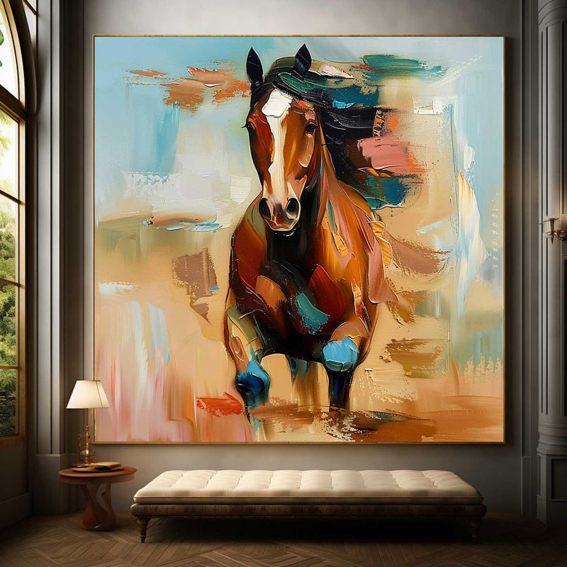 Running Horse Abstract Wall Art Decor Horse Oil Painting For Sale Palette Horse Texture Abstract Art On Canvas