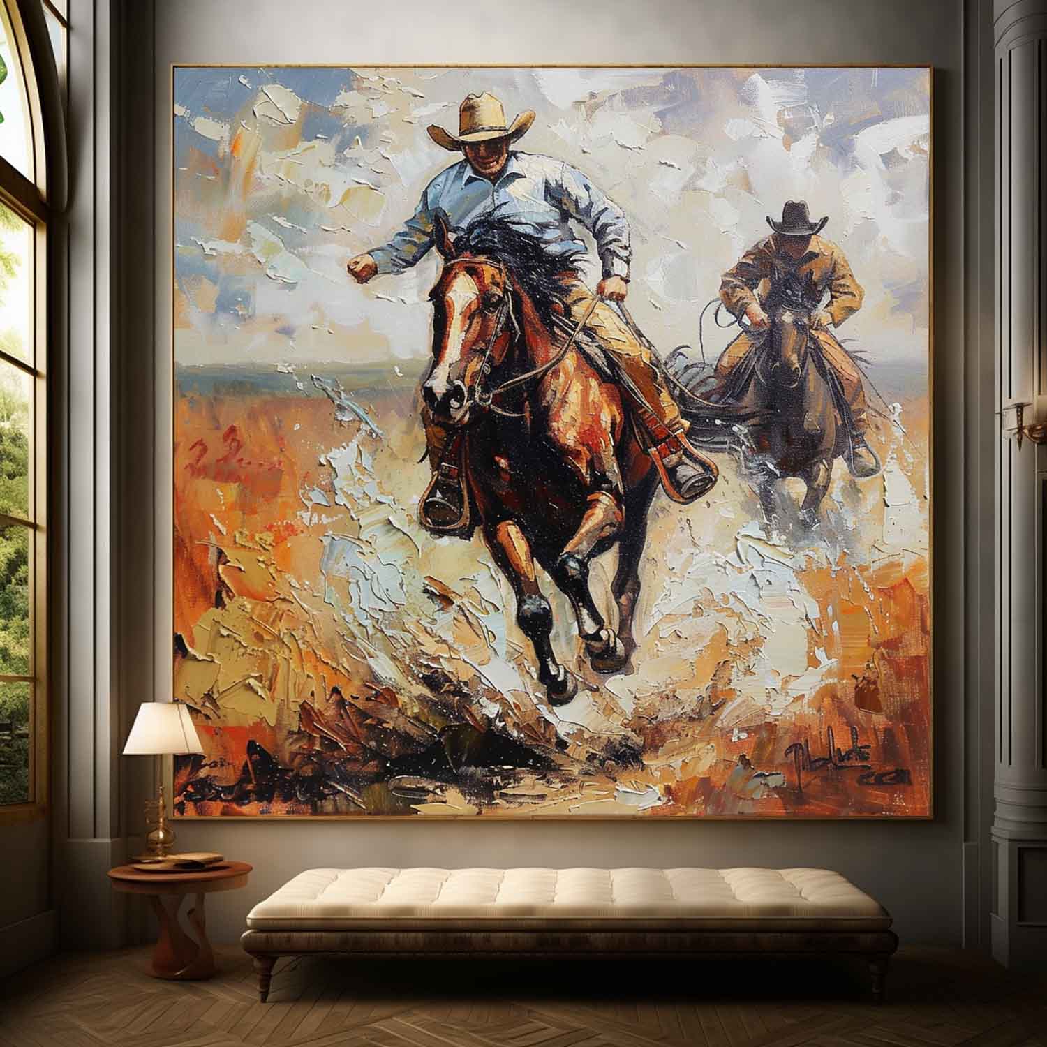 Prairie Cowboy Horse Riding Canvas Art for Sale Modern Prairie Cowboy Horse Riding Wall Art Decor