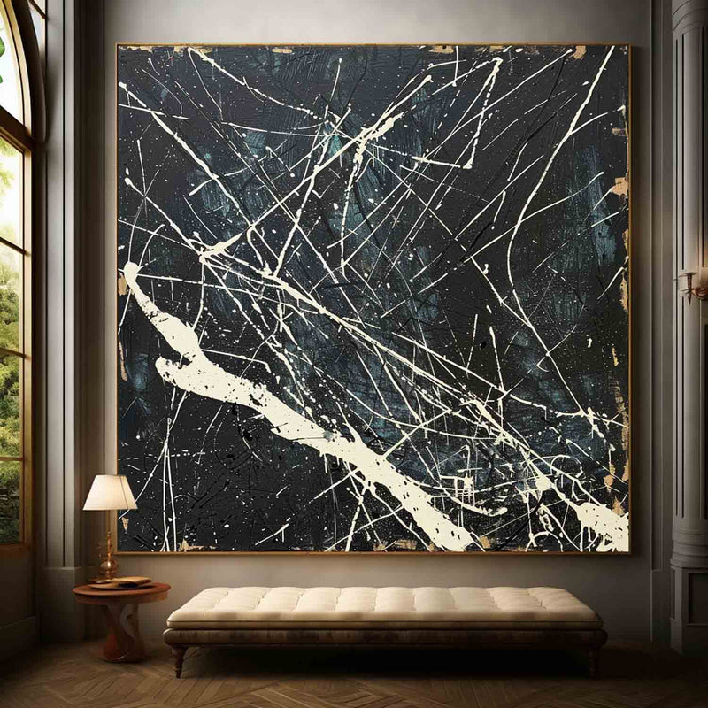 Black and White Abstract Expressionism Art Black and White Canvas Wall Decor Hanging Painting