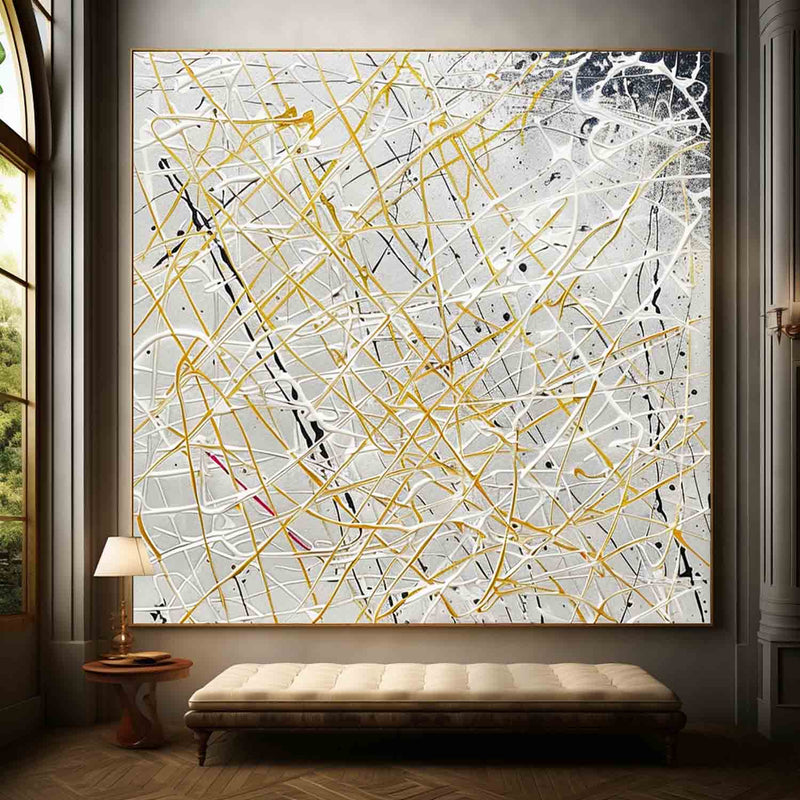 White and Yellow Abstract Canvas Art for Sale White and Yellow Abstract Wall Art Decoration Painting