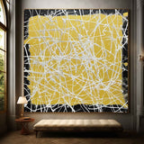 White and Yellow Abstract Textured Canvas Wall Art White and Yellow Abstract Minimalist Oil Painting