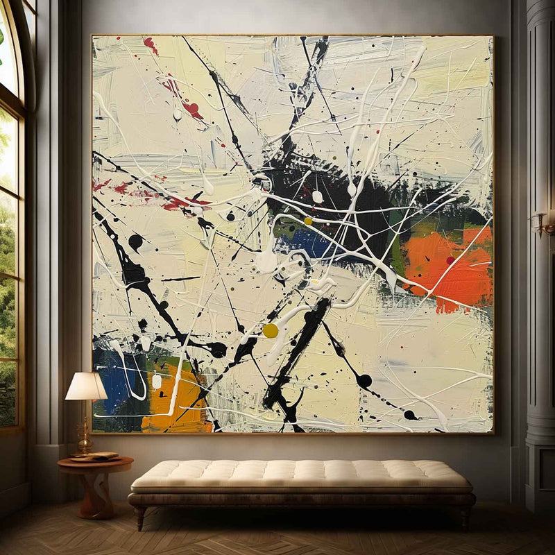 Large Beige Modern Wall Decor Painting Beige Abstract Canvas Art for Sale