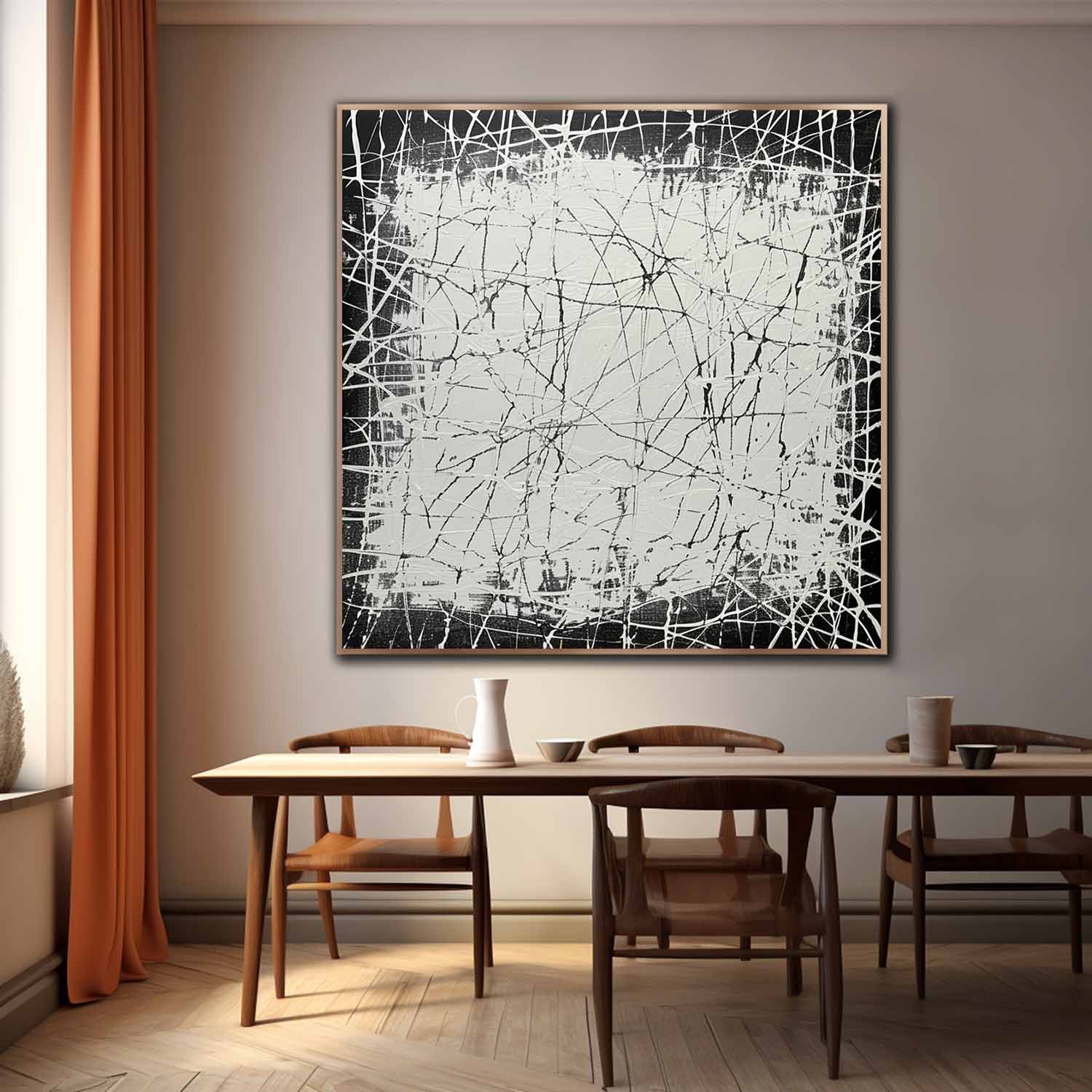 Black and White Abstract Art Black and White Minimalist Oil Painting Black Abstract Textured Painting