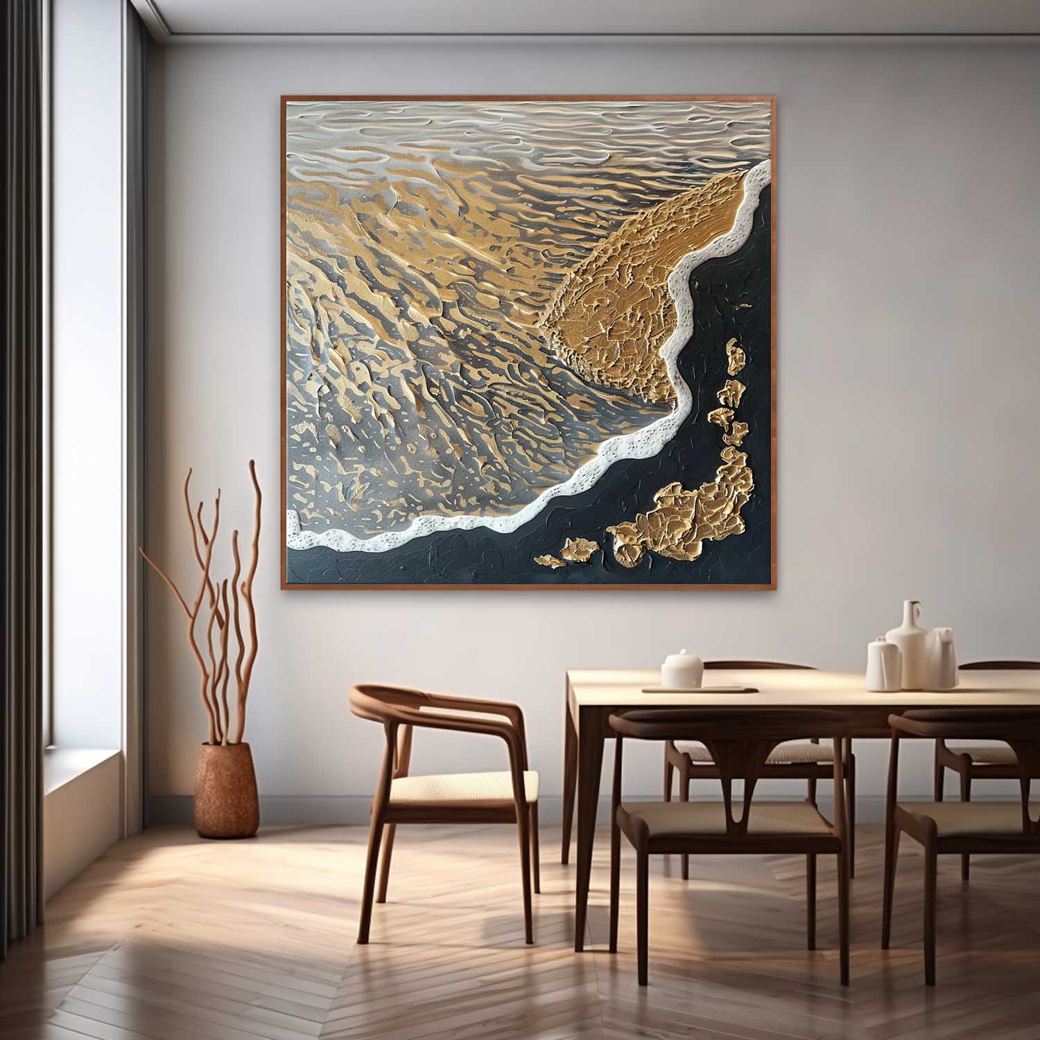 Black and Gold Ocean Waves Beach Wall Art for Sale Gold and Black Ocean Texture Painting Gold Ocean Art