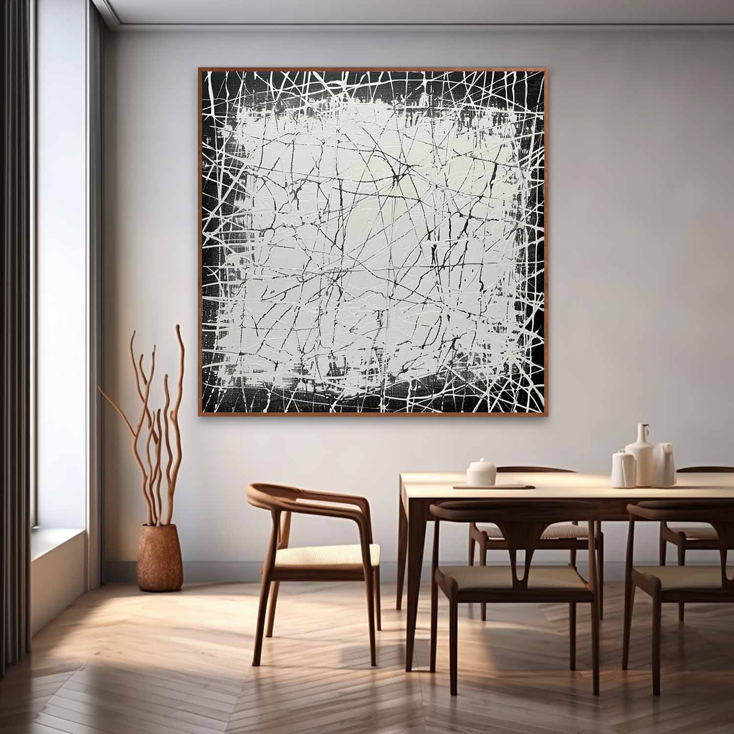 Black and White Abstract Art Black and White Minimalist Oil Painting Black Abstract Textured Painting