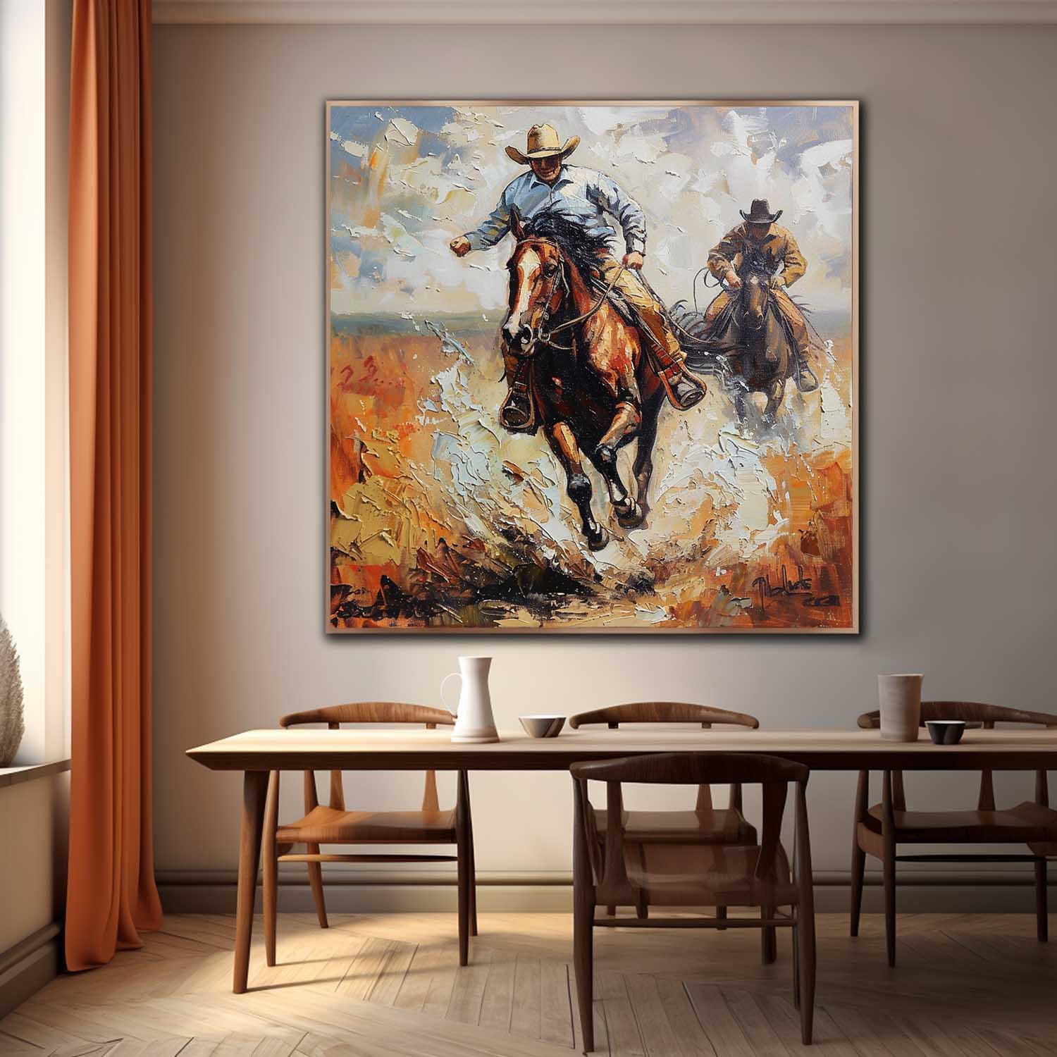 Prairie Cowboy Horse Riding Canvas Art for Sale Modern Prairie Cowboy Horse Riding Wall Art Decor