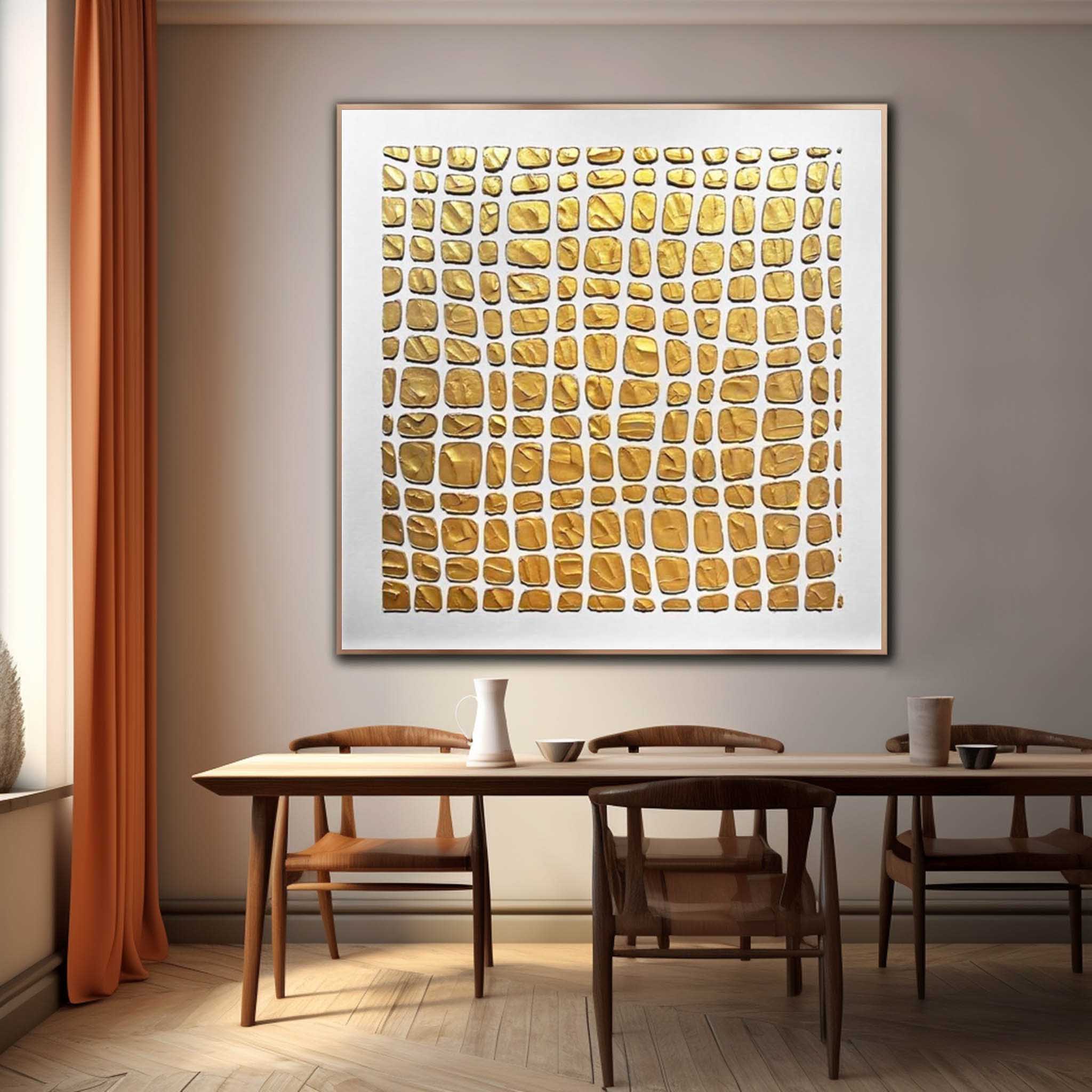 Large Gold 3D Texture Painting Gold Minimalist Wall Art Gold Abstract Canvas Art Gold Oil Painting