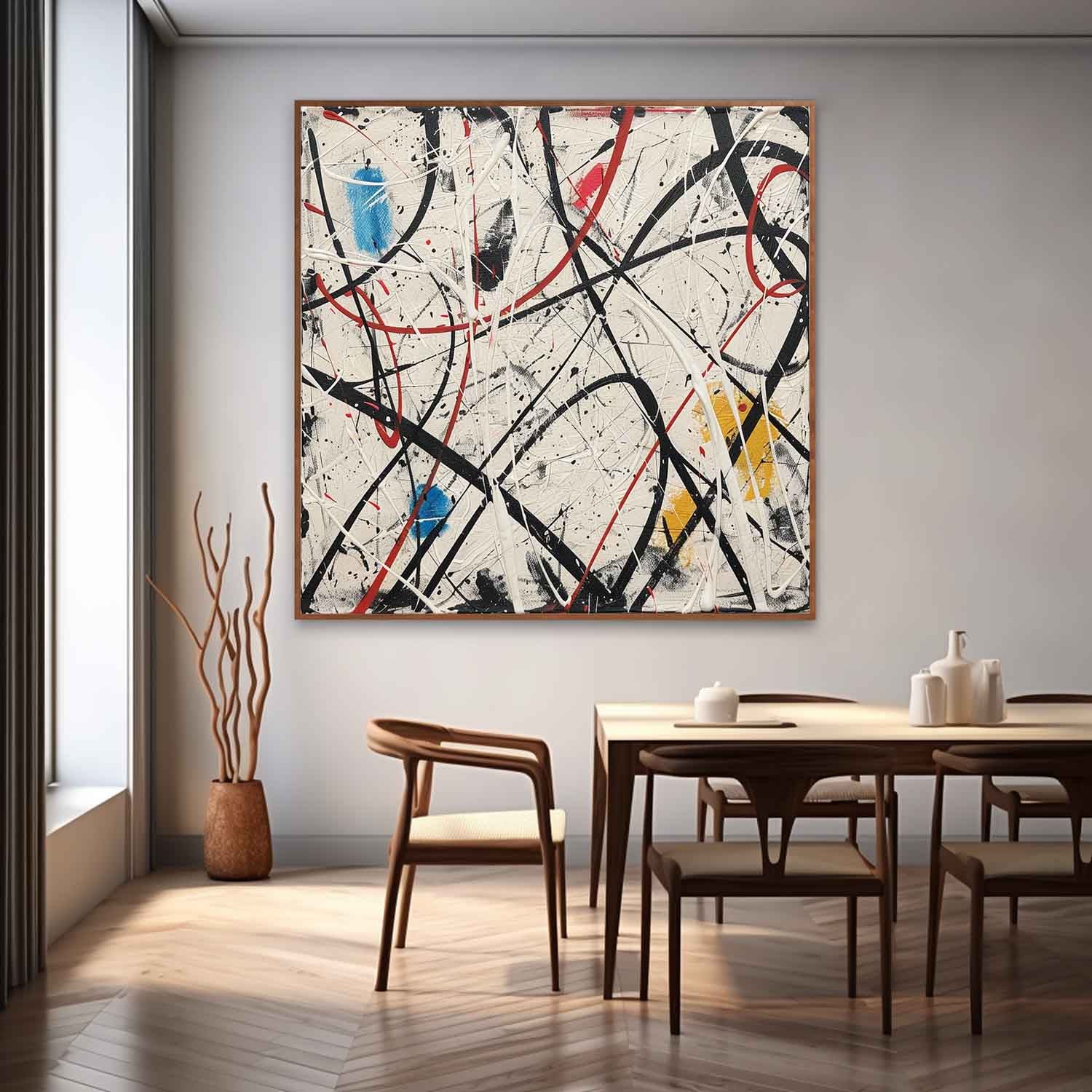 Modern Colorful Abstract Canvas Wall Art Decoration Hanging Painting Colorful Pollock Abstract Oil Painting