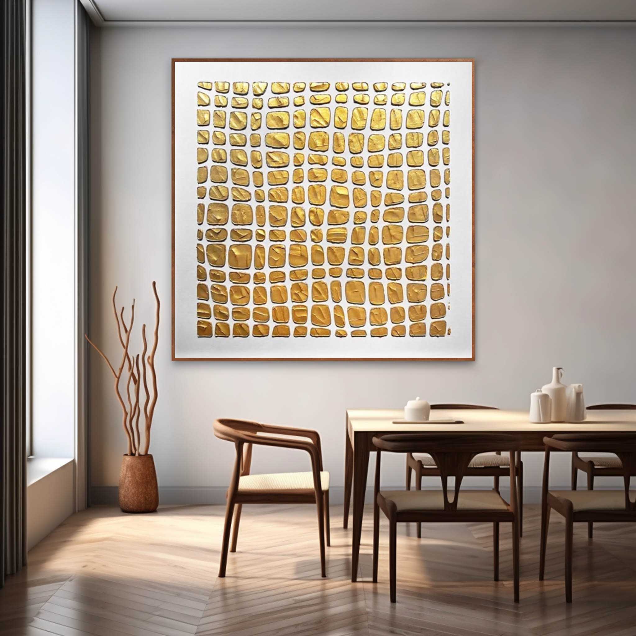 Large Gold 3D Texture Painting Gold Minimalist Wall Art Gold Abstract Canvas Art Gold Oil Painting