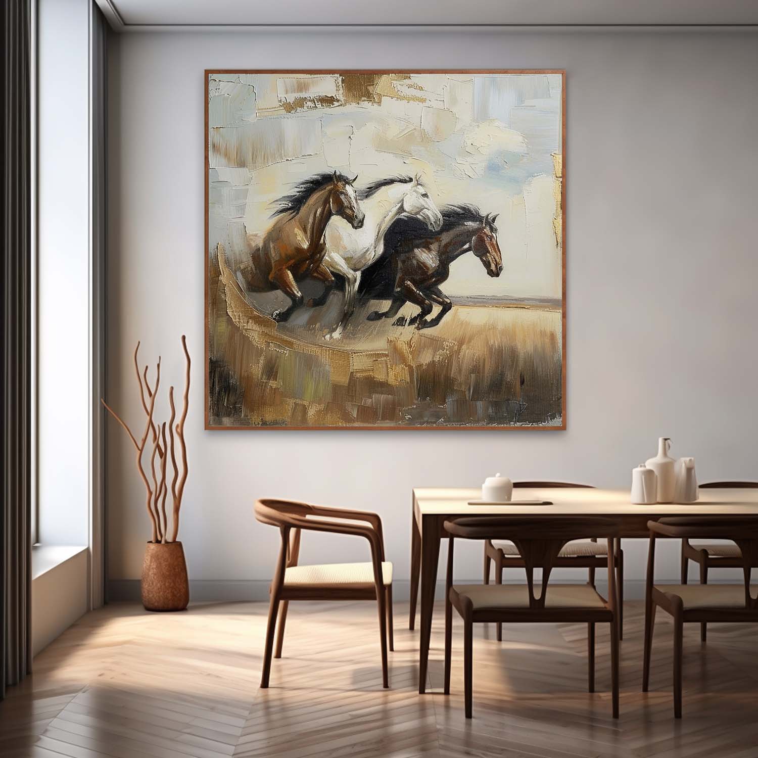 Running Horses Abstract Wall Art Decor Horses Oil Painting for Sale Horses Texture Abstract Art Canvas