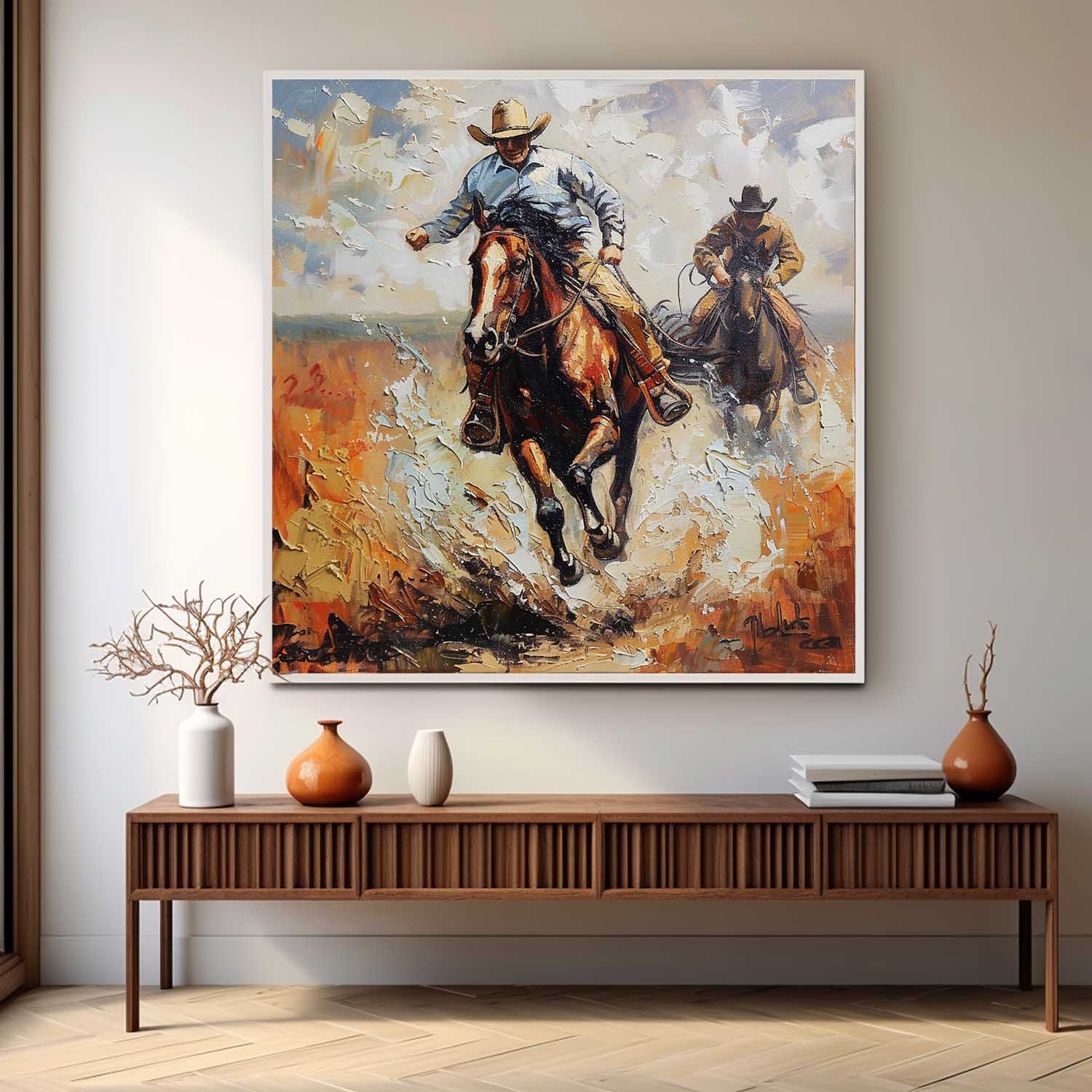 Prairie Cowboy Horse Riding Canvas Art for Sale Modern Prairie Cowboy Horse Riding Wall Art Decor