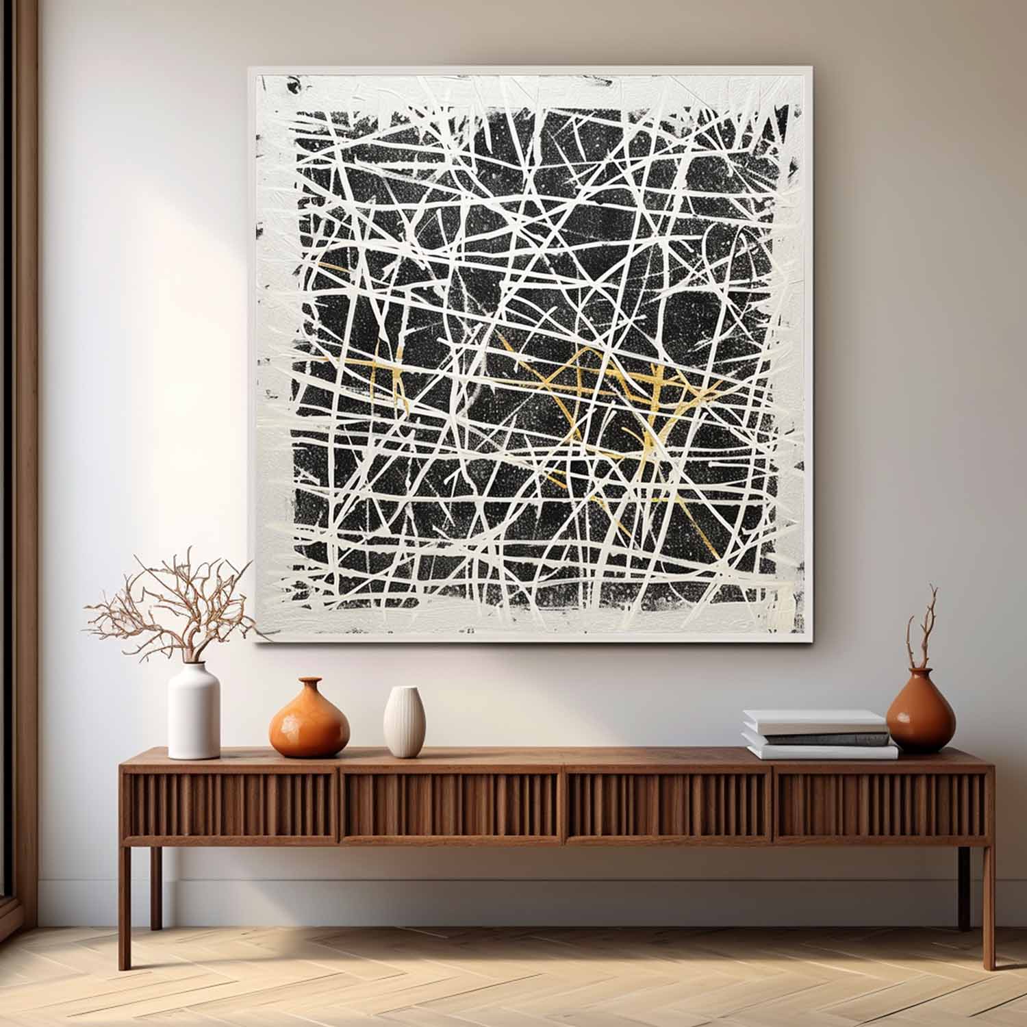 Black and White Modern Minimalist Wall Painting for Sale Black and White Abstract Minimalist Canvas Art