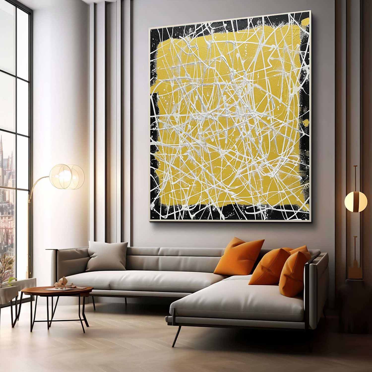 White and Yellow Abstract Textured Canvas Wall Art White and Yellow Abstract Minimalist Oil Painting