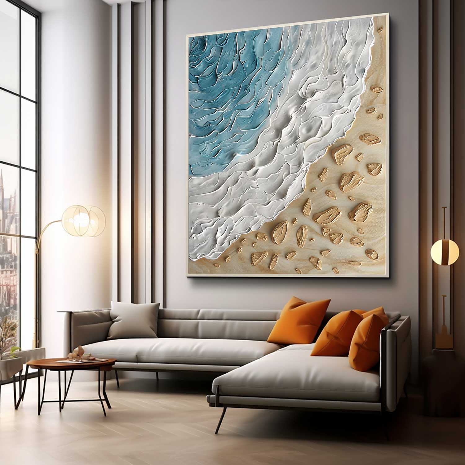 Wave Beach Texture Painting Coast Beach Oil Painting Coast Beach Canvas Wall Art For Sale