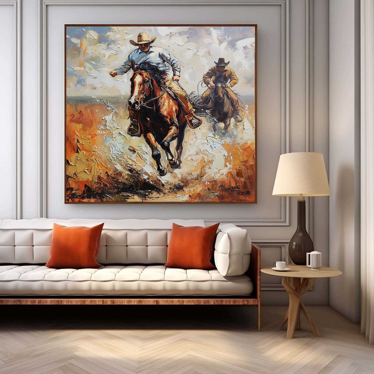 Prairie Cowboy Horse Riding Canvas Art for Sale Modern Prairie Cowboy Horse Riding Wall Art Decor