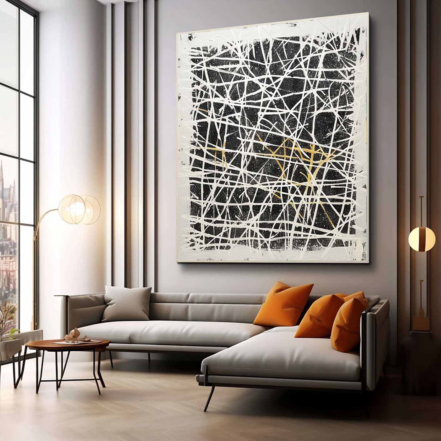 Black and White Modern Minimalist Wall Painting for Sale Black and White Abstract Minimalist Canvas Art