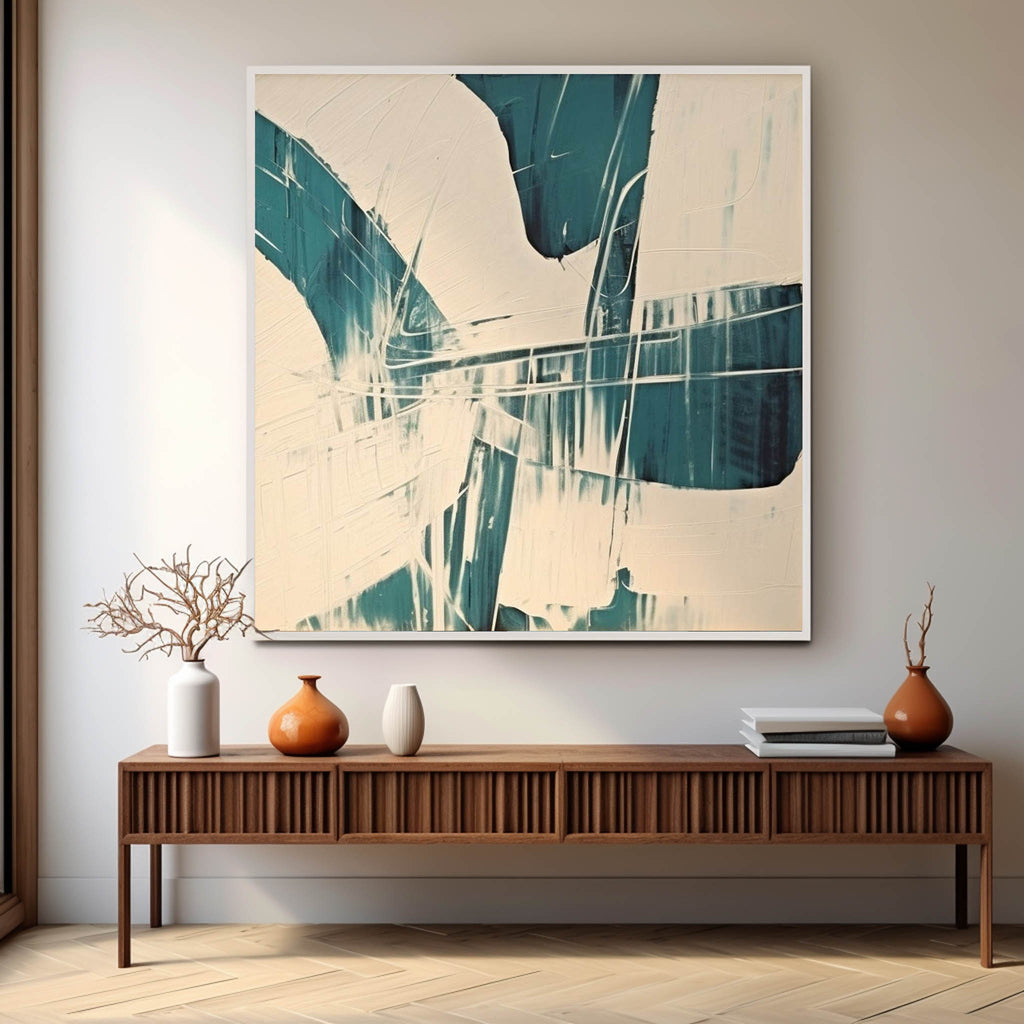 Beige and Blue Abstract Art Beige and Blue Abstract Art on Canvas ...