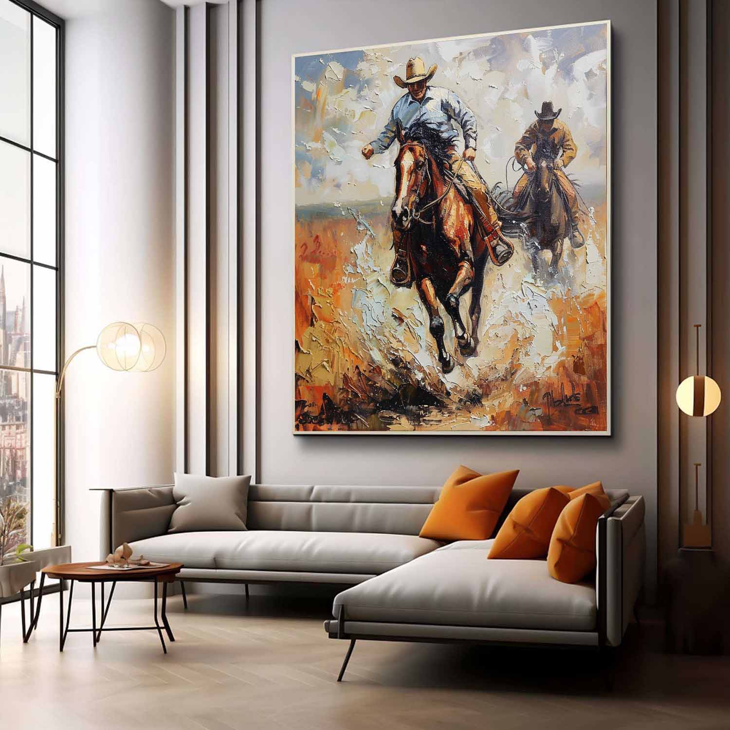 Prairie Cowboy Horse Riding Canvas Art for Sale Modern Prairie Cowboy Horse Riding Wall Art Decor