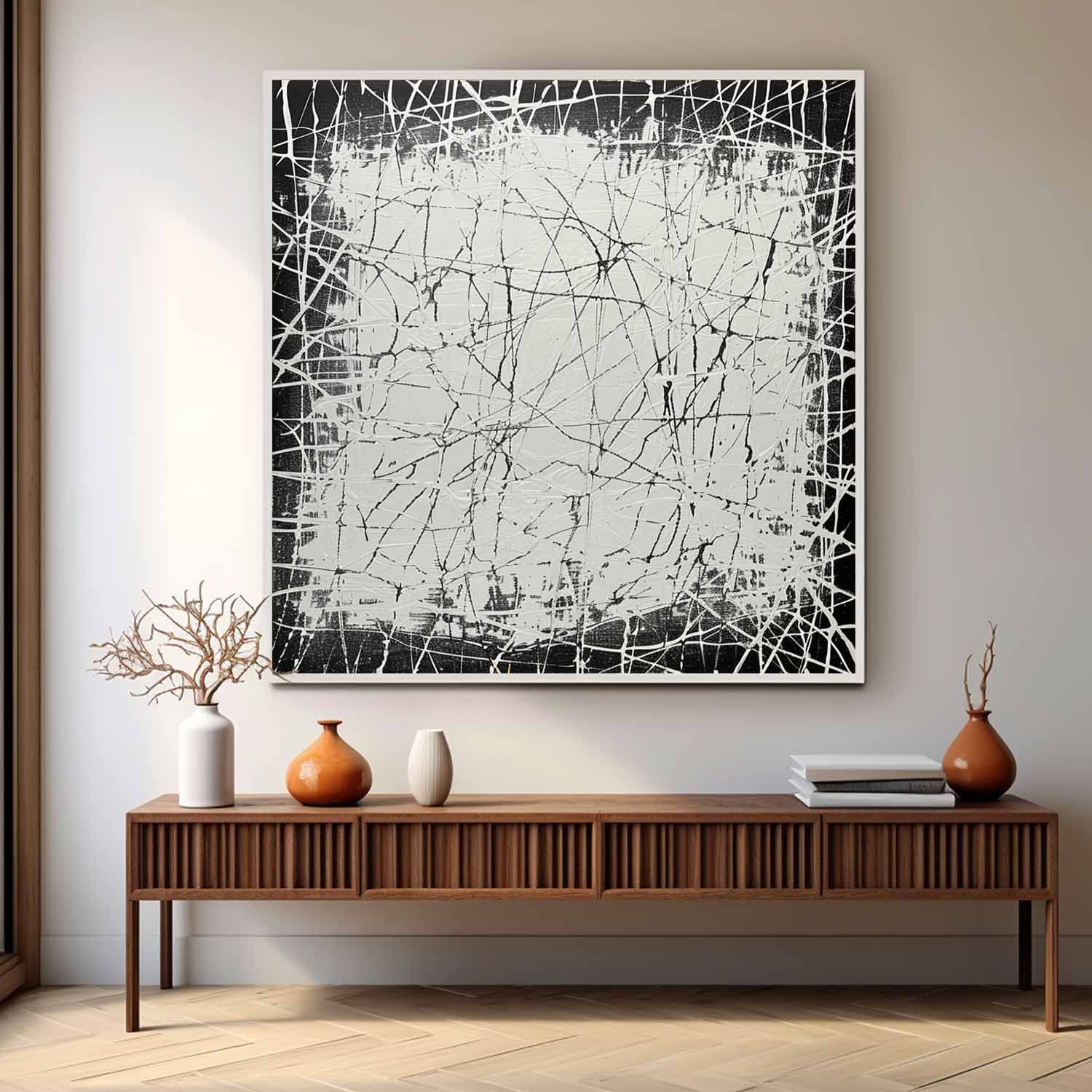 Black and White Abstract Art Black and White Minimalist Oil Painting Black Abstract Textured Painting