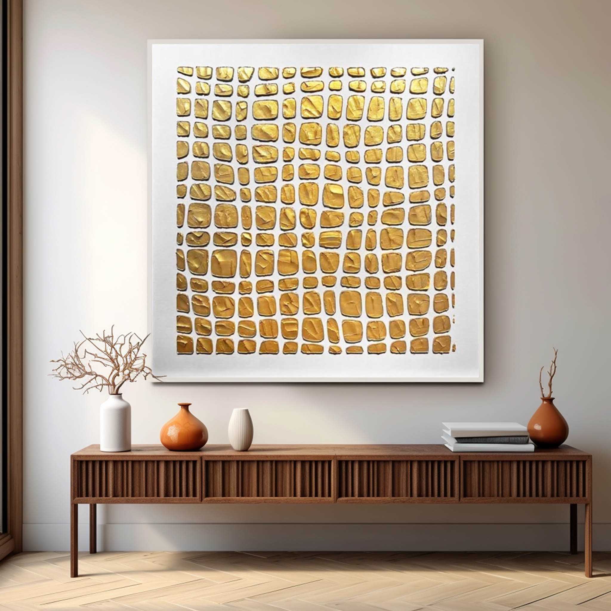 Large Gold 3D Texture Painting Gold Minimalist Wall Art Gold Abstract Canvas Art Gold Oil Painting