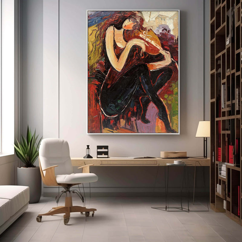 Violin Girl Oil Painting Music Room Wall Art Living Room Wall Hanging Painting Violin Girl Canvas Art