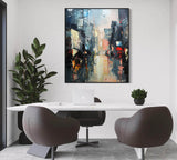 Large Contemporary City Abstract Oil Painting City Abstract Texture Canvas Art for Sale