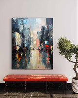 Large Contemporary City Abstract Oil Painting City Abstract Texture Canvas Art for Sale