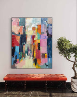 Large Modern City Abstract Oil Painting Modern City Abstract Texture Canvas Art for Sale