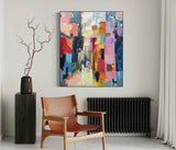 Large Modern City Abstract Oil Painting Modern City Abstract Texture Canvas Art for Sale