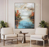 Lakeside Abstract Landscape Art for Sale Lakeside Abstract Landscape Canvas Wall Painting